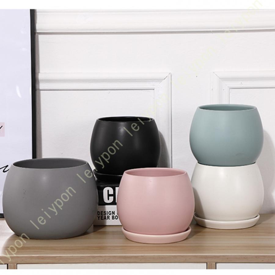セラミック製 プランター 観葉植物 排水孔付き 受皿付き 通気性 マカロンカラー ツヤなし フラワーポット ins風 丸形 雑貨 小物入れ 収納 インテリア シンプル |  | 25