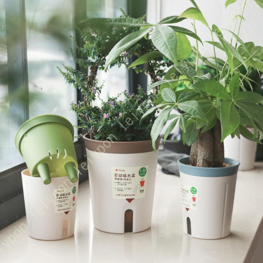 植木鉢 プランター 自動給水 水やり不要 怠け者の鉢 鉢 円筒型 室内