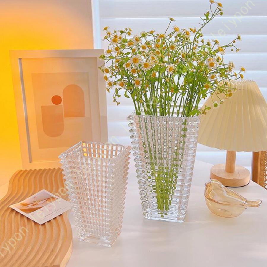 花瓶 フラワーベース おしゃれ ガラス 小さい 北欧 四角 シンプル