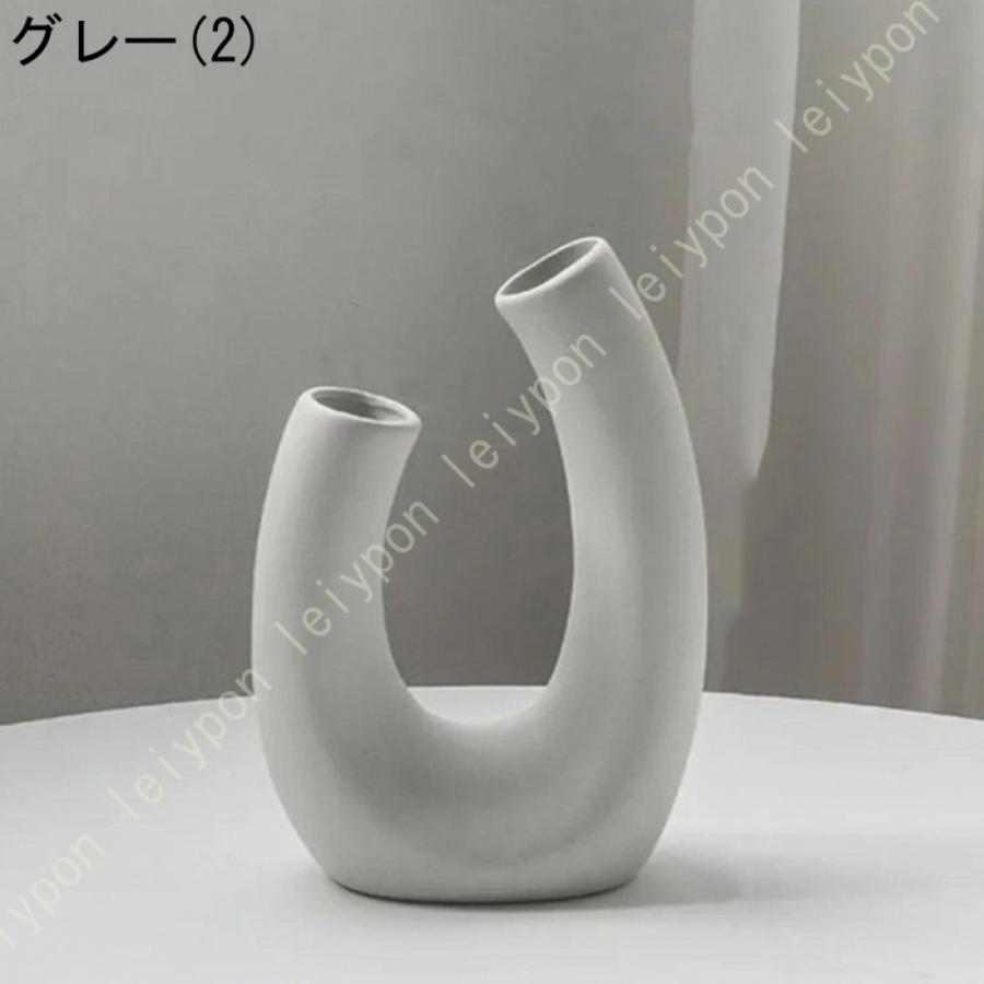 花瓶 フラワーベース ドーナツ型 半円 ホワイト 半月 一輪挿し