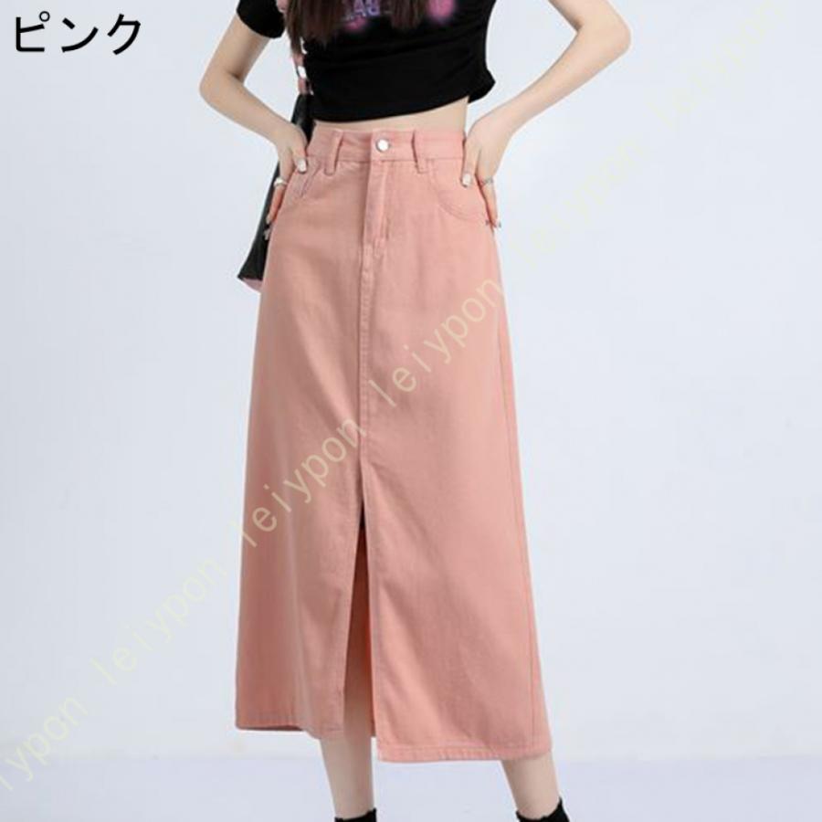 スリット ロング デニム スカート | レディース ロングスカート タイトスカート タイト 美脚 黒 ミモレ ミモレ丈 膝丈 ひざ丈 ポケット付き ハイウエスト |  | 06