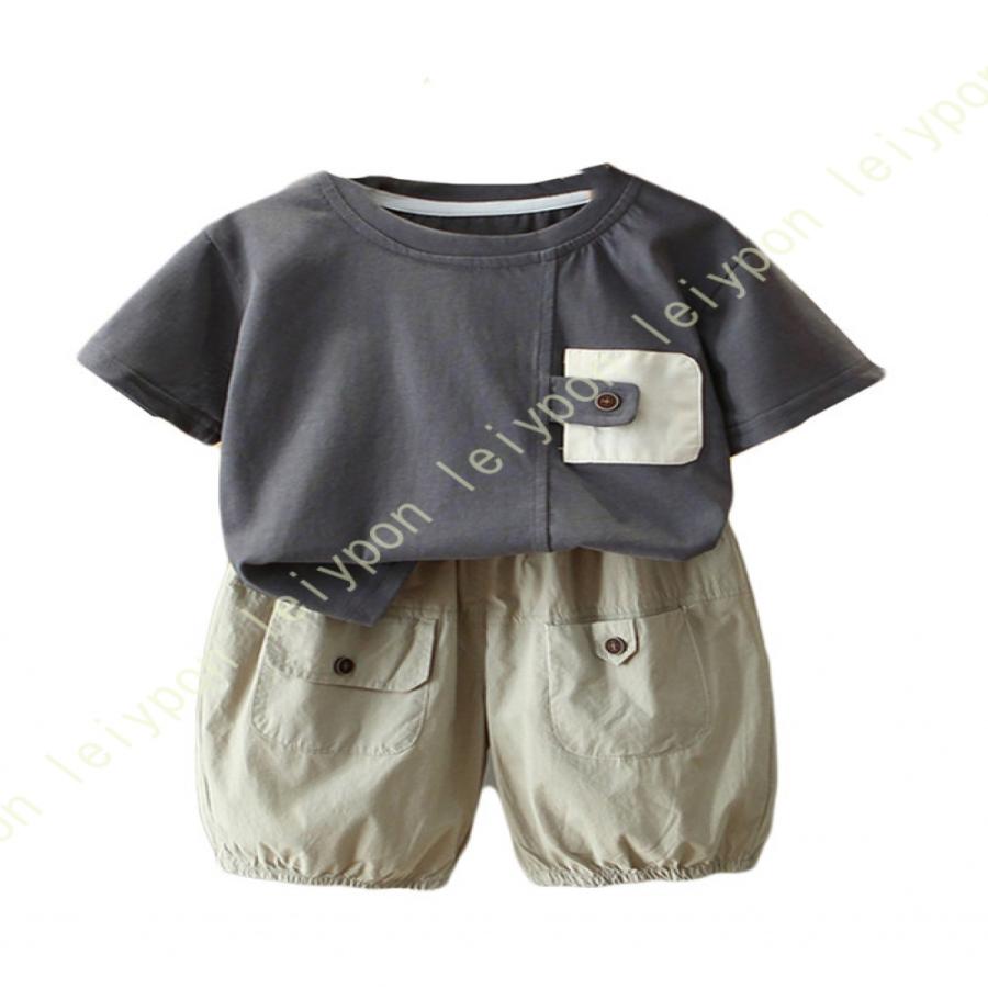 夏服 子供服 キッズ セットアップ 男の子 半袖 Tシャツ ハーフパンツ スポーツウェア 上下 2点セット カーゴパンツ 半ズボン カジュアル ジャージ |  | 02