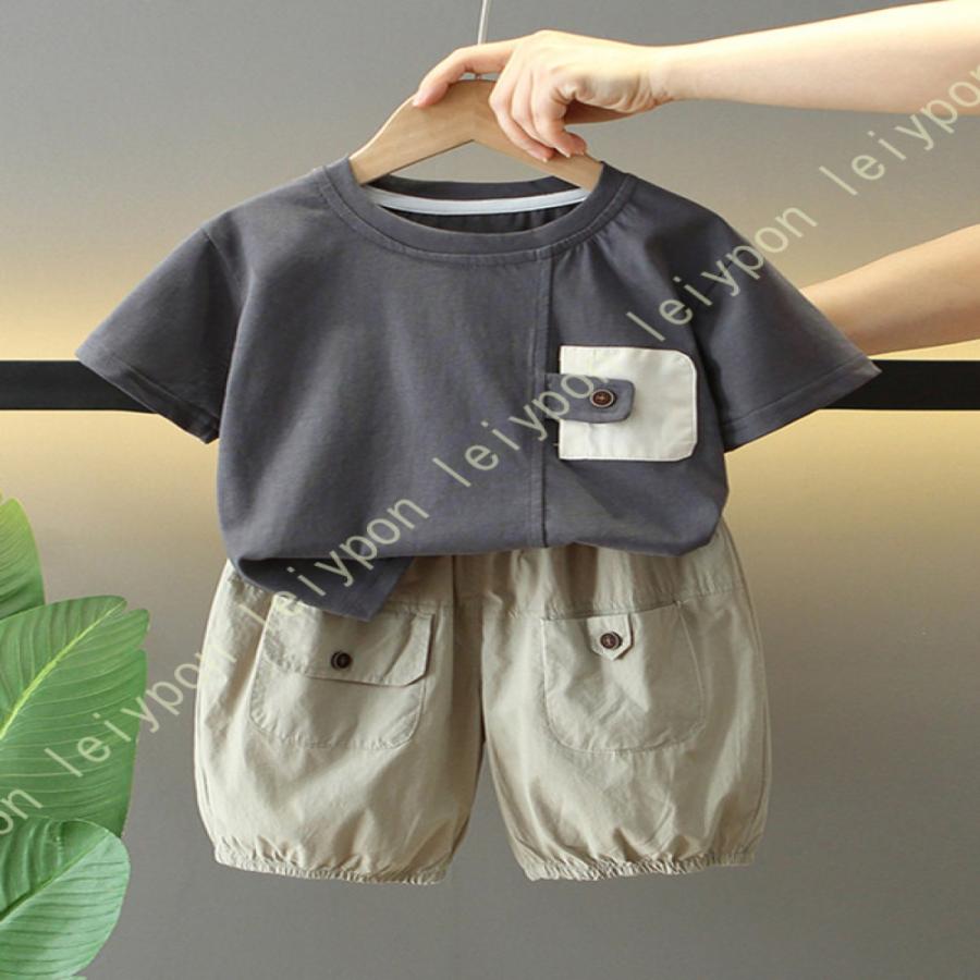 夏服 子供服 キッズ セットアップ 男の子 半袖 Tシャツ ハーフパンツ スポーツウェア 上下 2点セット カーゴパンツ 半ズボン カジュアル ジャージ |  | 03