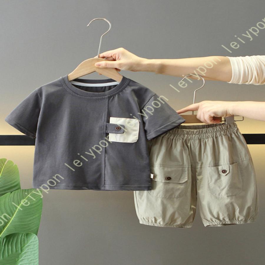 夏服 子供服 キッズ セットアップ 男の子 半袖 Tシャツ ハーフパンツ スポーツウェア 上下 2点セット カーゴパンツ 半ズボン カジュアル ジャージ |  | 04