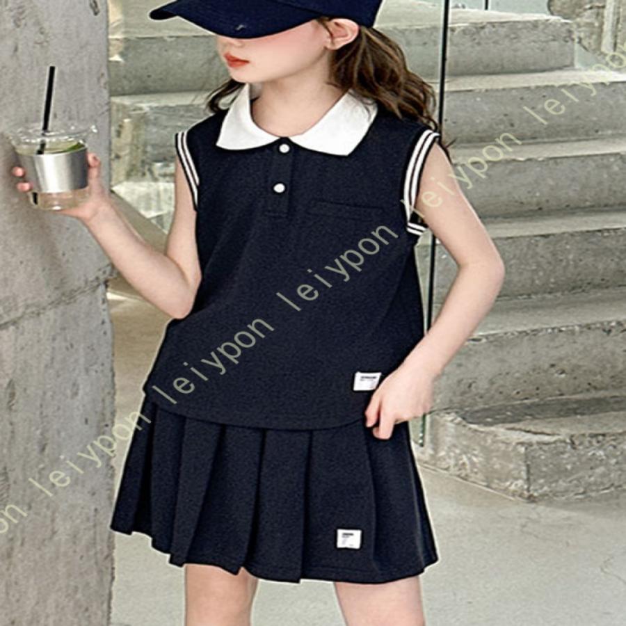 スポーツウェア キッズ 吸汗速乾 子供服 セットアップ 夏 スカートセット 女の子 おしゃれ ガールズ ノースリーブｔシャツ スカート 2点セット ジュニア |  | 14