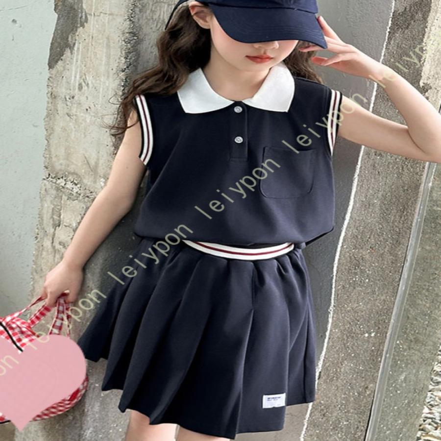 スポーツウェア キッズ 吸汗速乾 子供服 セットアップ 夏 スカートセット 女の子 おしゃれ ガールズ ノースリーブｔシャツ スカート 2点セット ジュニア |  | 15