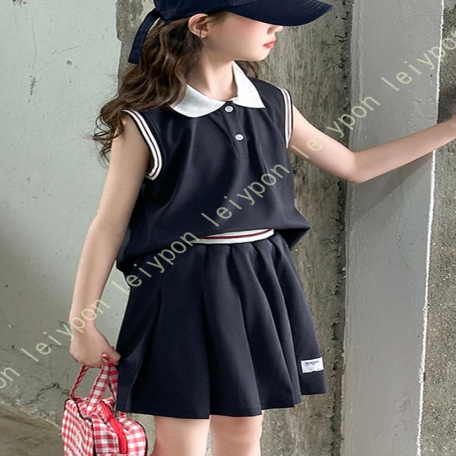 スポーツウェア キッズ 吸汗速乾 子供服 セットアップ 夏 スカートセット 女の子 おしゃれ ガールズ ノースリーブｔシャツ スカート 2点セット ジュニア |  | 20