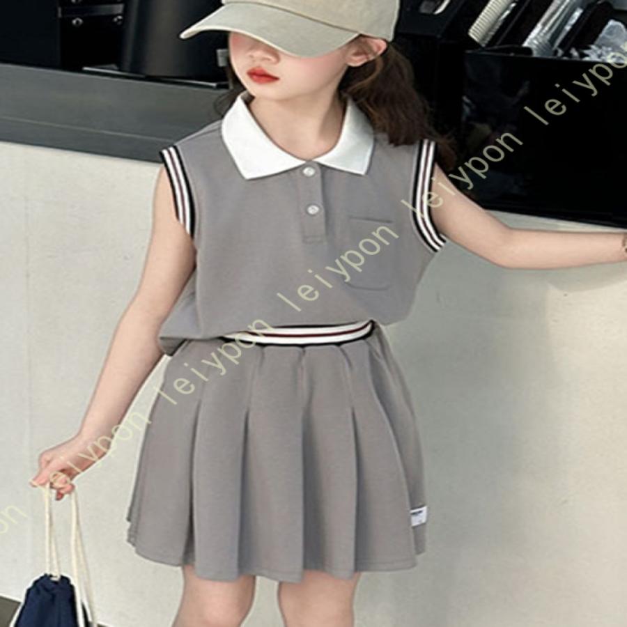 スポーツウェア キッズ 吸汗速乾 子供服 セットアップ 夏 スカートセット 女の子 おしゃれ ガールズ ノースリーブｔシャツ スカート 2点セット ジュニア |  | 05