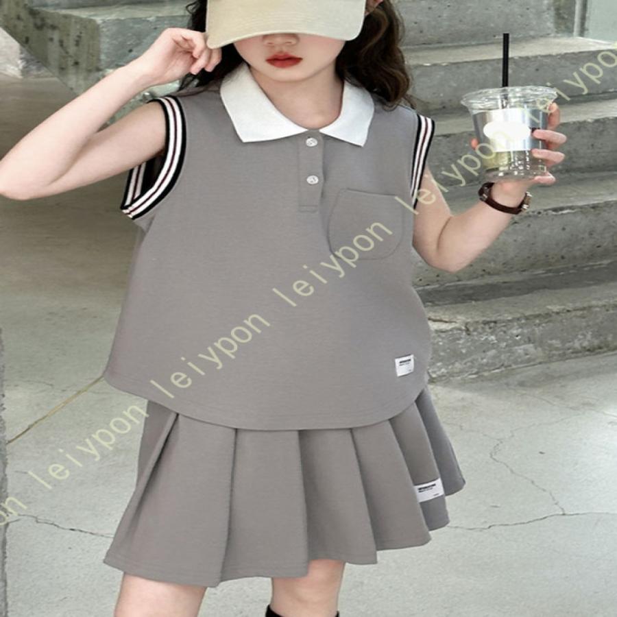 スポーツウェア キッズ 吸汗速乾 子供服 セットアップ 夏 スカートセット 女の子 おしゃれ ガールズ ノースリーブｔシャツ スカート 2点セット ジュニア |  | 07