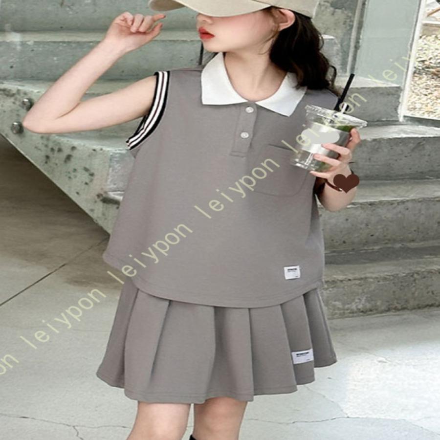 スポーツウェア キッズ 吸汗速乾 子供服 セットアップ 夏 スカートセット 女の子 おしゃれ ガールズ ノースリーブｔシャツ スカート 2点セット ジュニア |  | 08