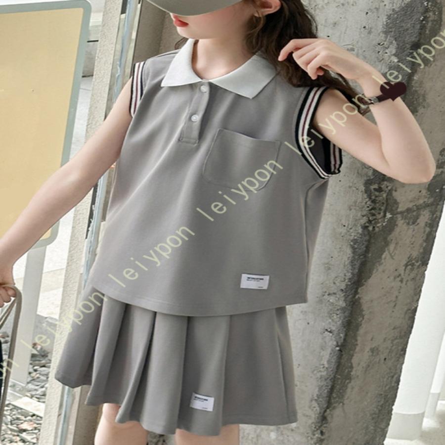 スポーツウェア キッズ 吸汗速乾 子供服 セットアップ 夏 スカートセット 女の子 おしゃれ ガールズ ノースリーブｔシャツ スカート 2点セット ジュニア |  | 11