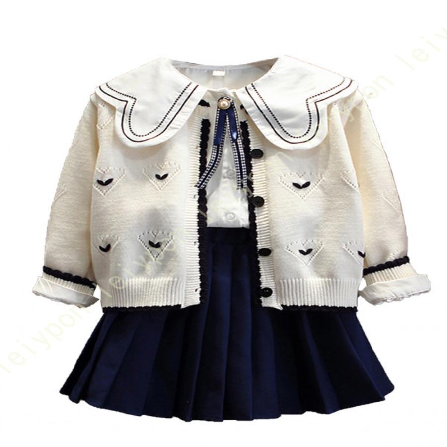 卒業式 スーツ 女の子 スクール 女児 制服 女子3点セット カーディガン ブラウス スカート 3点セット フォーマル リボン 子供スーツ 透けない 入学式 中学生 |  | 02
