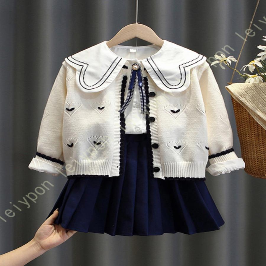 卒業式 スーツ 女の子 スクール 女児 制服 女子3点セット カーディガン ブラウス スカート 3点セット フォーマル リボン 子供スーツ 透けない 入学式 中学生 |  | 04