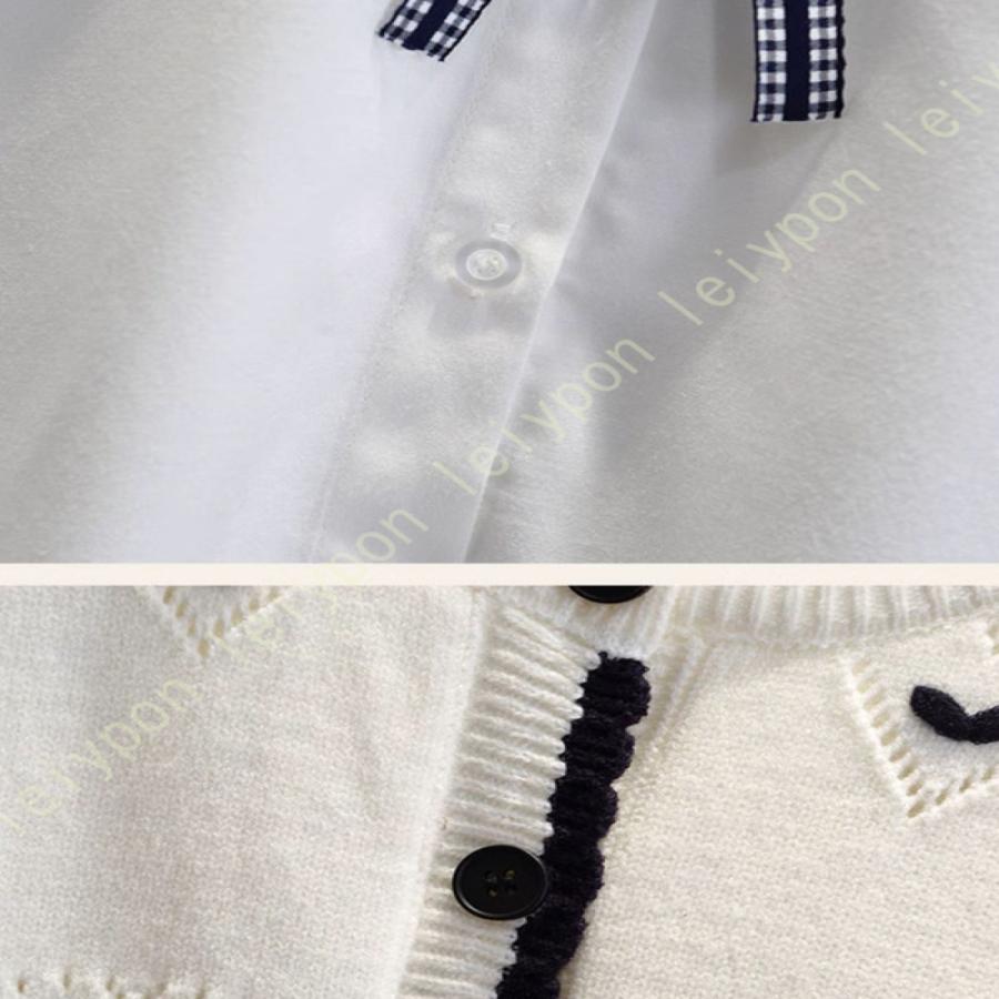 卒業式 スーツ 女の子 スクール 女児 制服 女子3点セット カーディガン ブラウス スカート 3点セット フォーマル リボン 子供スーツ 透けない 入学式 中学生 |  | 08