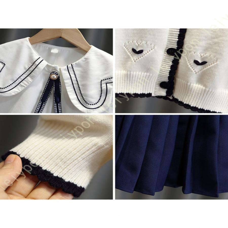 卒業式 スーツ 女の子 スクール 女児 制服 女子3点セット カーディガン ブラウス スカート 3点セット フォーマル リボン 子供スーツ 透けない 入学式 中学生 |  | 10