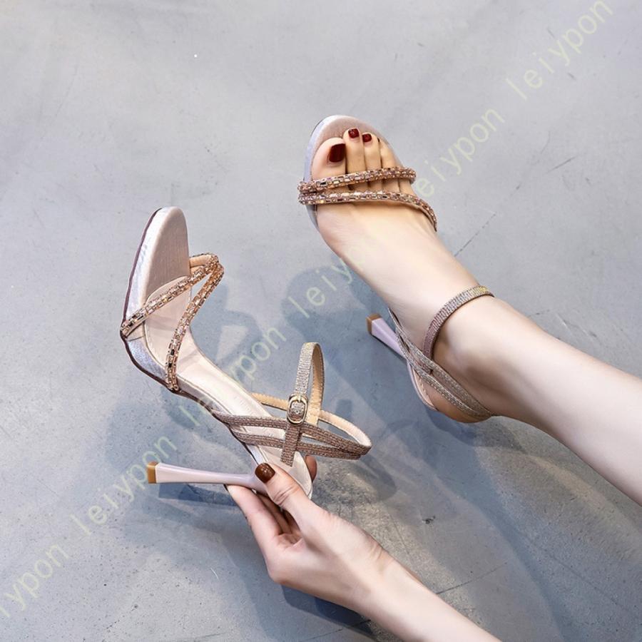 レディース　キラキラピンヒール　⭐︎値下げ中 Amazon | [Tfshinonome] キラキラ サンダル ヒール ピンヒール