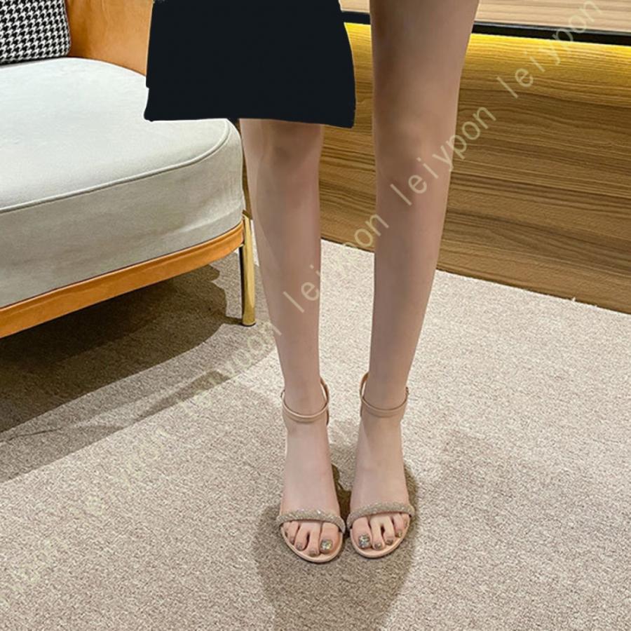 サンダル レディース ヒール 美脚 アンクルストラップ キラキラ サンダル レディース ヒール 美脚 アンクルストラップ キラキラ