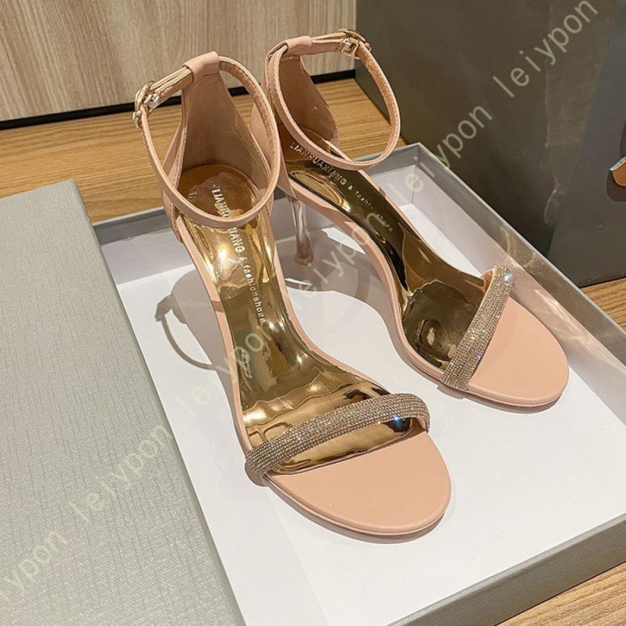 サンダル レディース ヒール 美脚 アンクルストラップ キラキラ サンダル レディース ヒール 美脚 アンクルストラップ キラキラ
