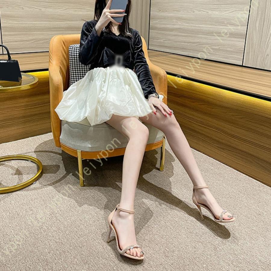 サンダル レディース ヒール 美脚 アンクルストラップ キラキラ サンダル レディース ヒール 美脚 アンクルストラップ キラキラ