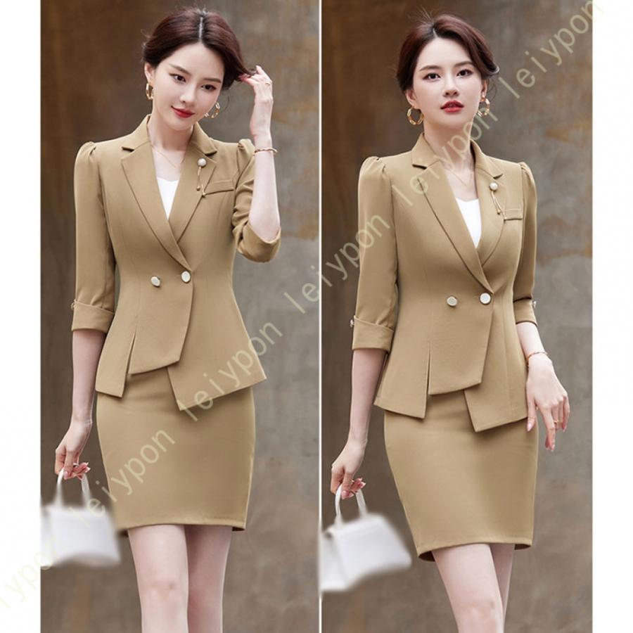 レデイース スーツセット OL 事務所 面接 求職 結婚服 ビジネス フォーマル 教師 ホテル制服 スーツスカート レディース フレアスカート スーツ_13