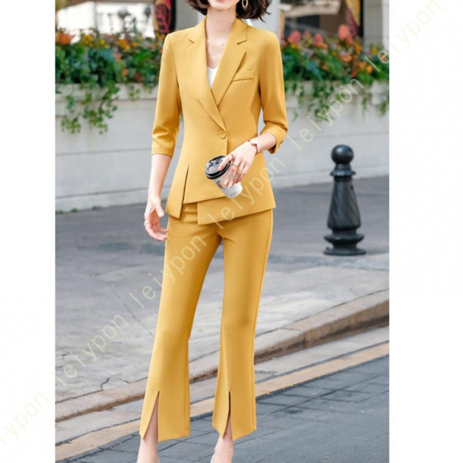 スーツセット パンツスーツ レディース 上下セット セットアップ スーツ フォーマル オフィス ビジネス 通勤 2点セット おしゃれ 無地 春 秋 冬 ジャケット | 