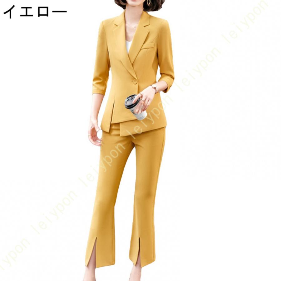 スーツセット パンツスーツ レディース 上下セット セットアップ スーツ フォーマル オフィス ビジネス 通勤 2点セット おしゃれ 無地 春 秋 冬 ジャケット |  | 06
