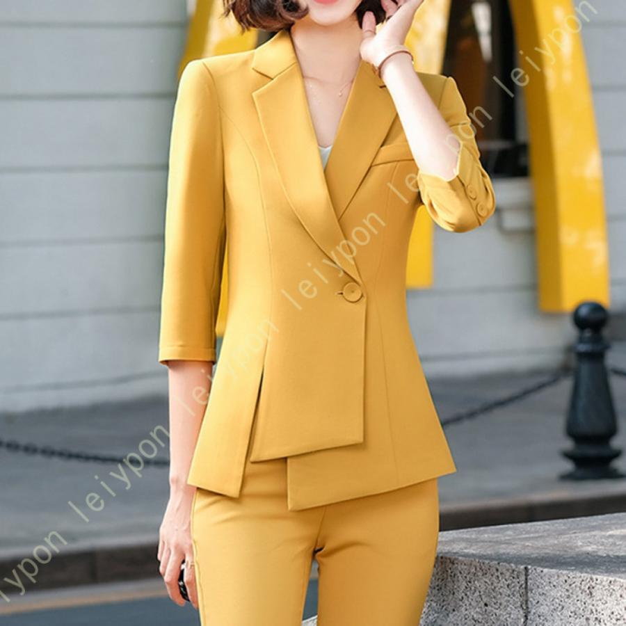 スーツセット パンツスーツ レディース 上下セット セットアップ スーツ フォーマル オフィス ビジネス 通勤 2点セット おしゃれ 無地 春 秋 冬 ジャケット |  | 12