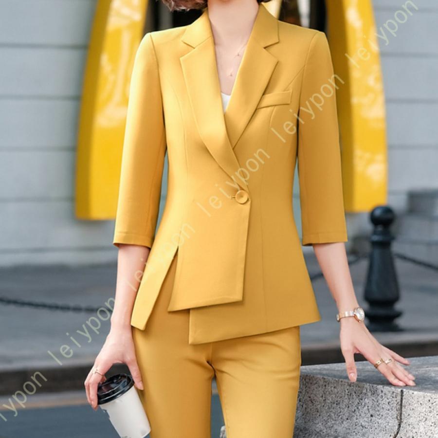 スーツセット パンツスーツ レディース 上下セット セットアップ スーツ フォーマル オフィス ビジネス 通勤 2点セット おしゃれ 無地 春 秋 冬 ジャケット |  | 13