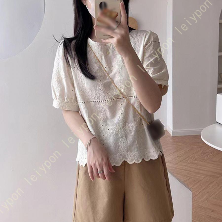 [AYBTO]半袖 ブラウス 半袖レディース vネック 大きいサイズ 春 夏 キレイメ 韓国 風 バルーンスリーブ 重ね着 エレガント 夏服 夏 着痩せ フォーマル 通勤