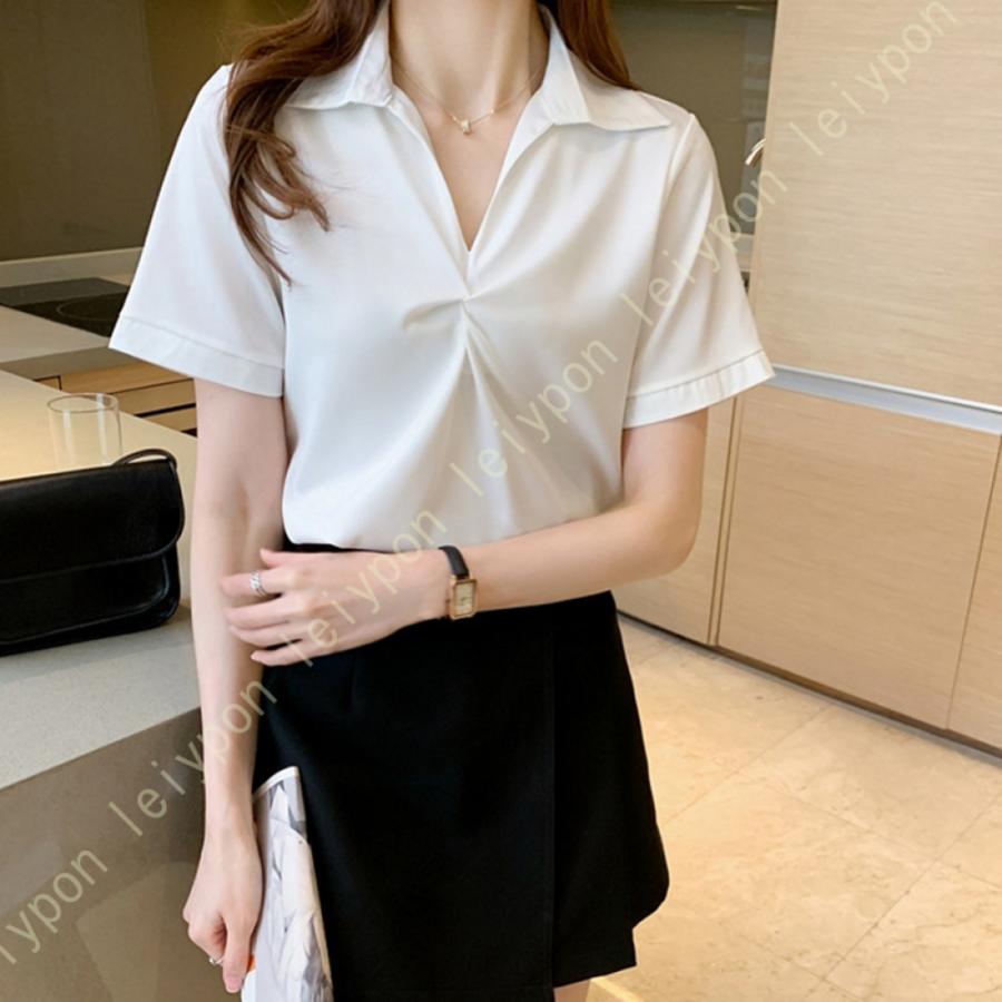 [AYBTO]シフォン シャツ ブラウス シフォンブラウス レディース 半袖 スリム 大きいサイズ ファッション ホワイトシャツ エレガント ワイシャツ オシャレ