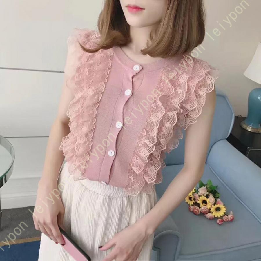 [AYBTO]ブラウス レース ノースリーブ シャツ レディース 春 夏 トップス おしゃれ チュール 大きいサイズ フォーマル シンプル 花柄 通勤 OL エレガント