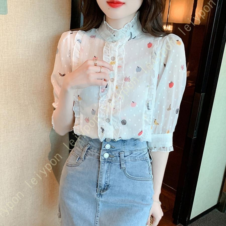フリル ブラウス レディース 半袖 シャツ オフィス カジュアル フォーマル パーティー シンプル 半袖 シフォン ミセス 大きいサイズ カジュアル ワイシャツ