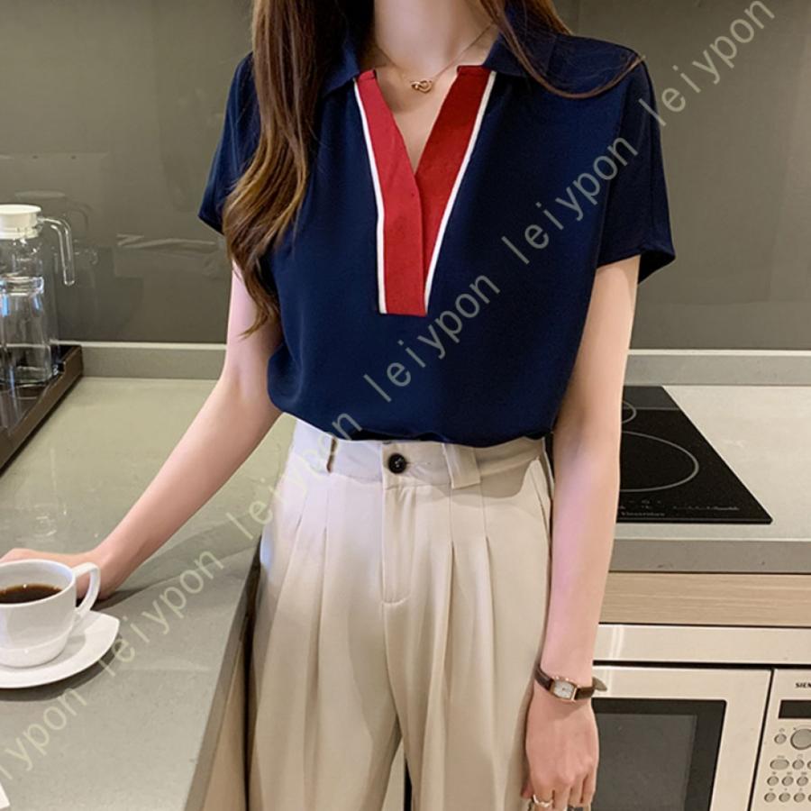 [AYBTO]ブラウス シャツ レディース シフォン Vネック トップス パフスリーブ 落ち感 魅力 お洒落 シフォンシャツ パフスリーブ ファッション 無地 エレガント