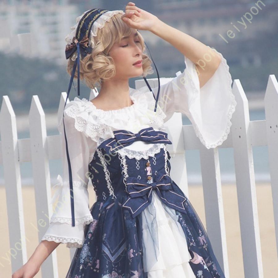 ロリータ シャツ ブラウス レディース 夏 姫袖 フリル 透け ロリィタブラウスバルーン ブラウス トップス チュール 半袖 ゴージャス クラシカル ゴスロリ