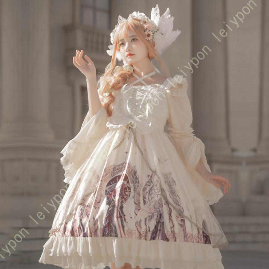 ロリータ ブラウス シャツ 姫袖 夏 七分袖 フレアー袖 ホワイト ロリータ ブラウス シャツ 姫袖 夏 七分袖 フレアー袖 ホワイト