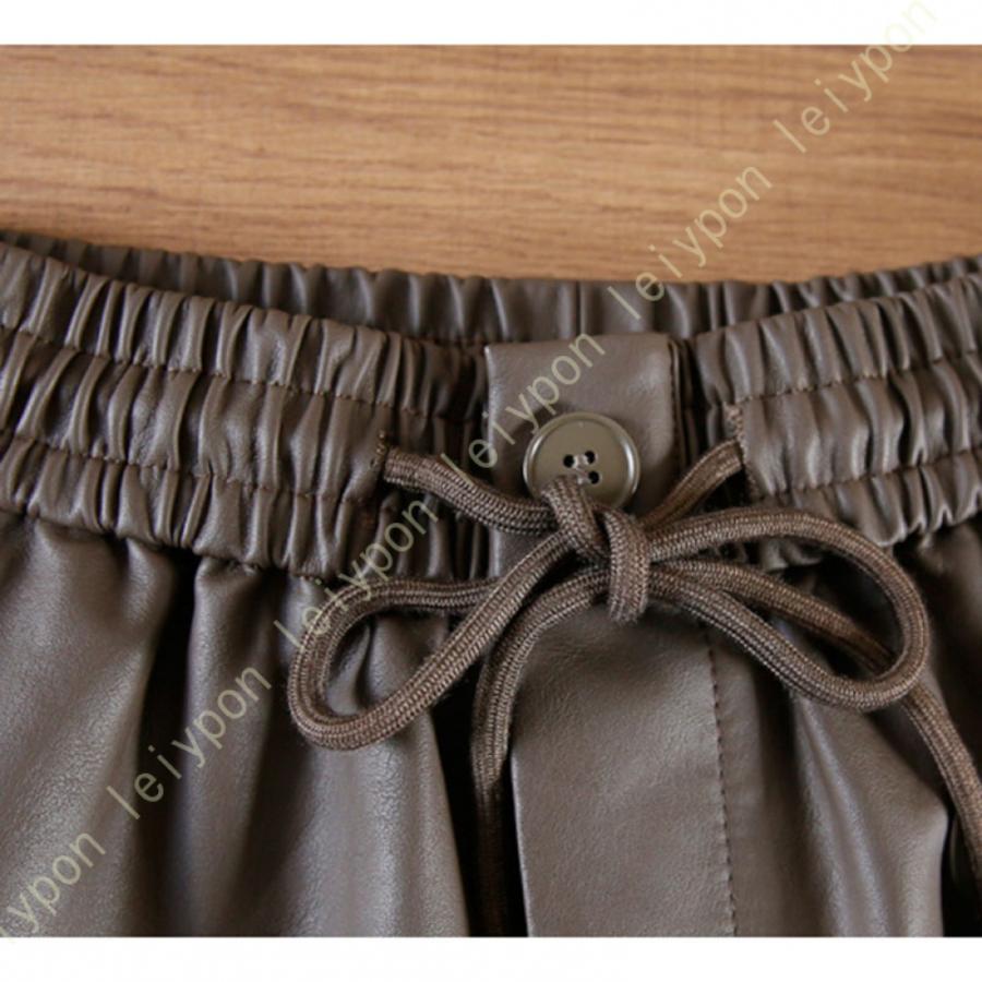 レザーショートパンツ レディース 短パン PU革 ハイウエスト セクシー ポケット付き ウェストゴム ショート丈 膝上 黒 秋冬春服 光沢 柔らか ショーパン |  | 15