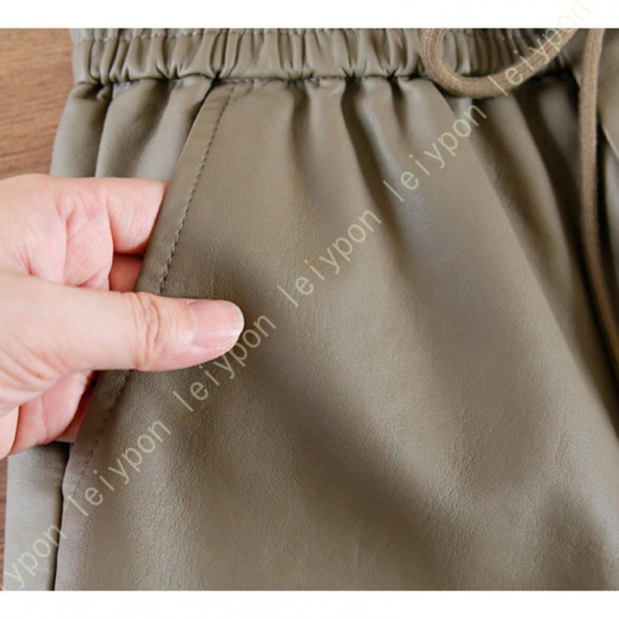 レザーショートパンツ レディース 短パン PU革 ハイウエスト セクシー ポケット付き ウェストゴム ショート丈 膝上 黒 秋冬春服 光沢 柔らか ショーパン |  | 20
