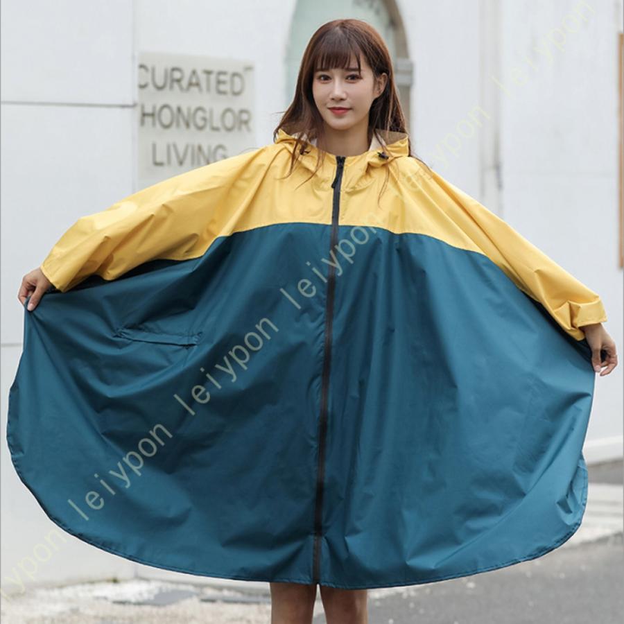 レインコート ファスナー ポンチョ おしゃれ 大きいサイズ