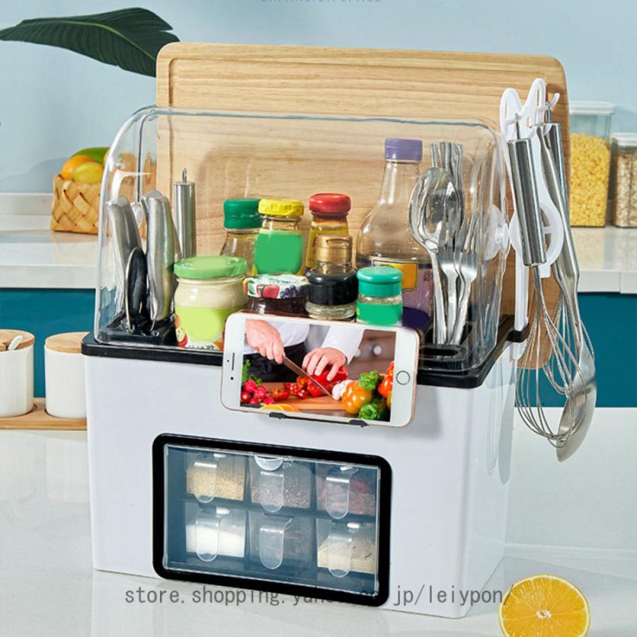 キッチン収納ラック 調味料ラック 台所ラック 透明防塵蓋付き 大容量