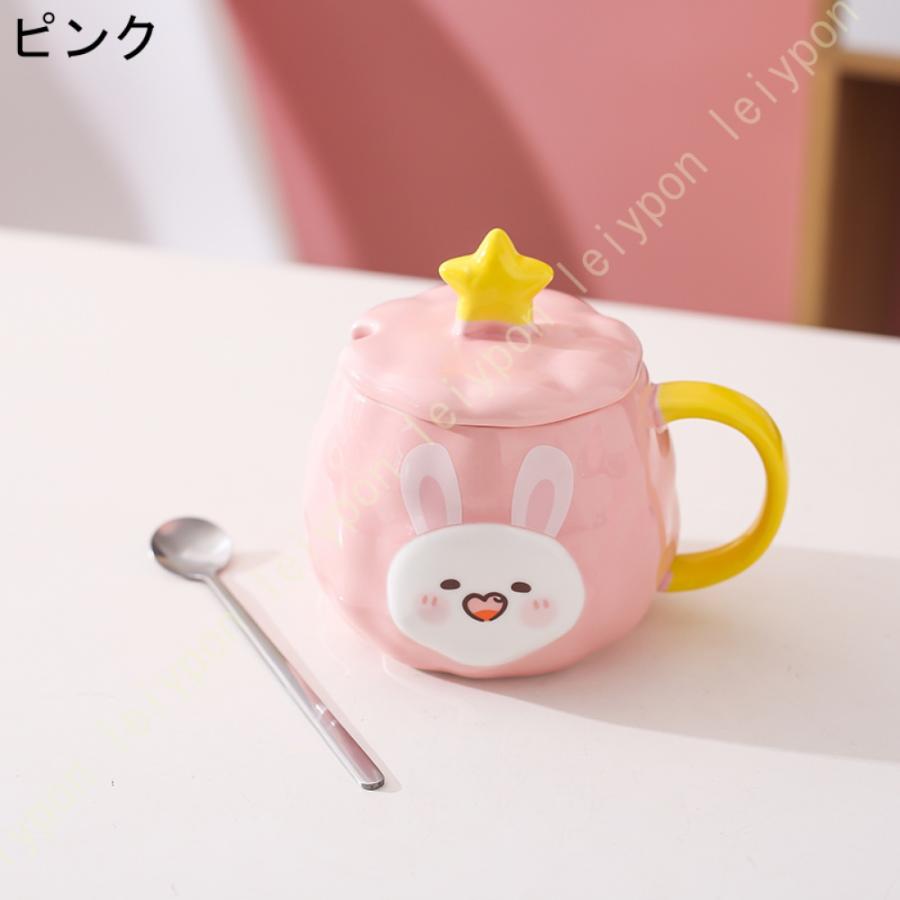 アニマル 大さめマグカップ ウサギ 子供食器 陶器 コップ 可愛い 北欧 食器 おしゃれ コーヒーカップ ティーカップ スープカップ マグ カップ コップ 450ml｜leiypon｜06