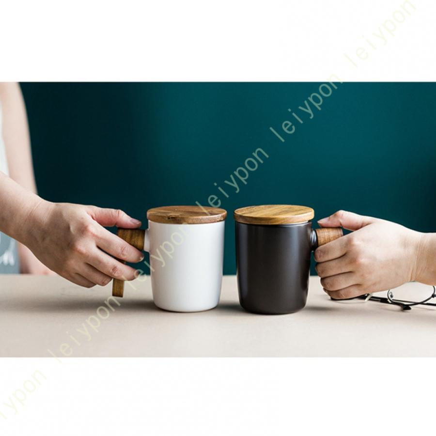 マグカップ 蓋付き おしゃれ 北欧 コーヒーマグ カップ コップ かわいい シンプル 大容量 スプーン付 陶器 結婚祝い 敬老の日 400ml 送別会 コーヒー_18