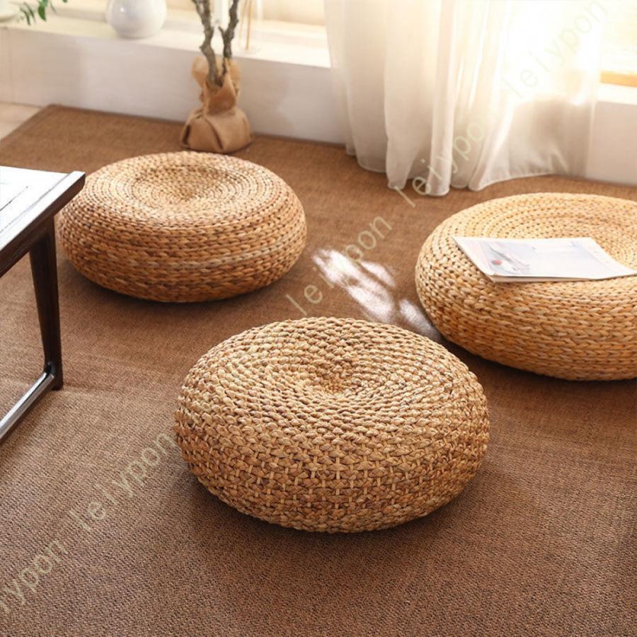 蒲草座布団 座布団 椅子用クッション 天然い草 丸型 ラウンド ざぶとん