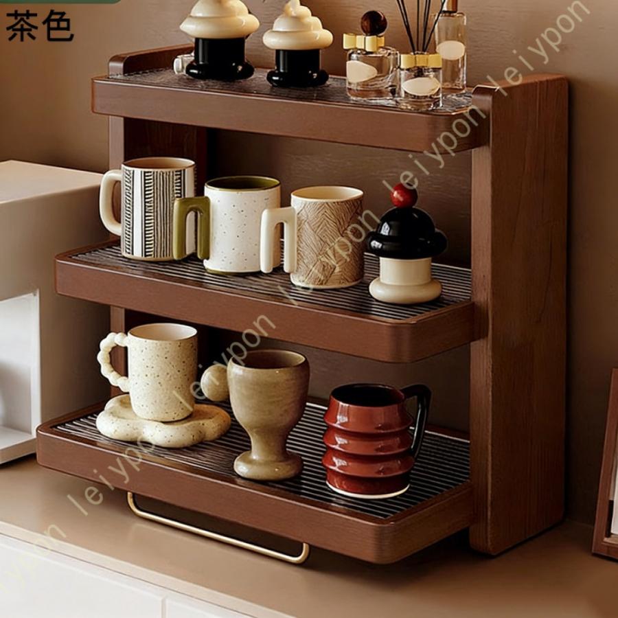食器棚 小さな 木製 卓上 収納棚 キッチン収納 リビング収納 寝室 トールキャビネット ウッドカラー キッチン リビングルーム 装飾品 日用品 カップ 果物_4