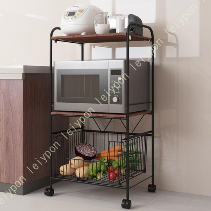 レンジ台 キッチンラック 炊飯器 スチール 幅43 スリム 4段 キャスター