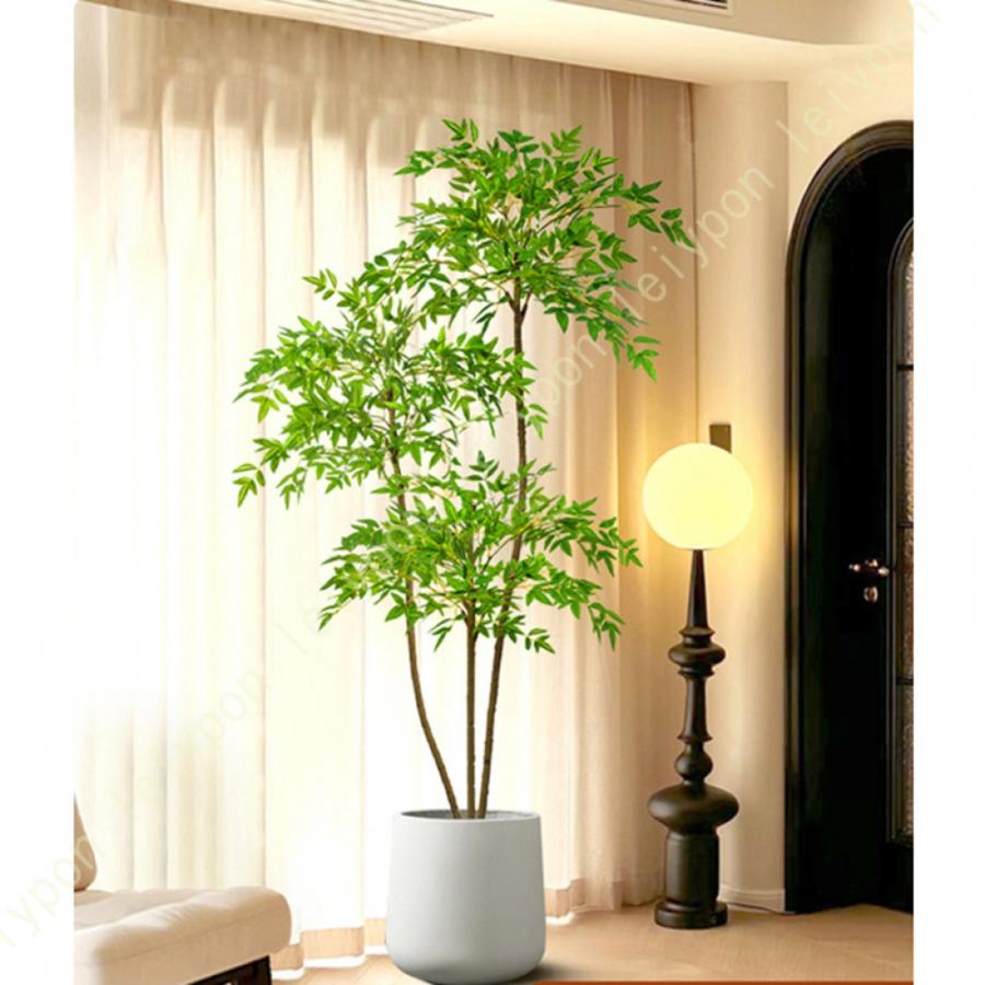 南天竹 人工観葉植物 室内用 大型 ディスプレイ インテリア 造花 ソファ横/リビング/玄関/オフィス/店舗向け ディスプレイ 植木鉢付き バキラ（Yahoo!・leiypon）