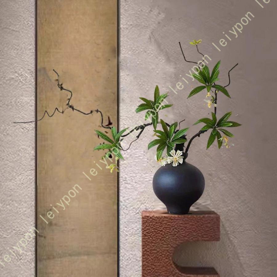 新中式風 フェイクグリーン 造花 和モダン 花瓶入り 卓上