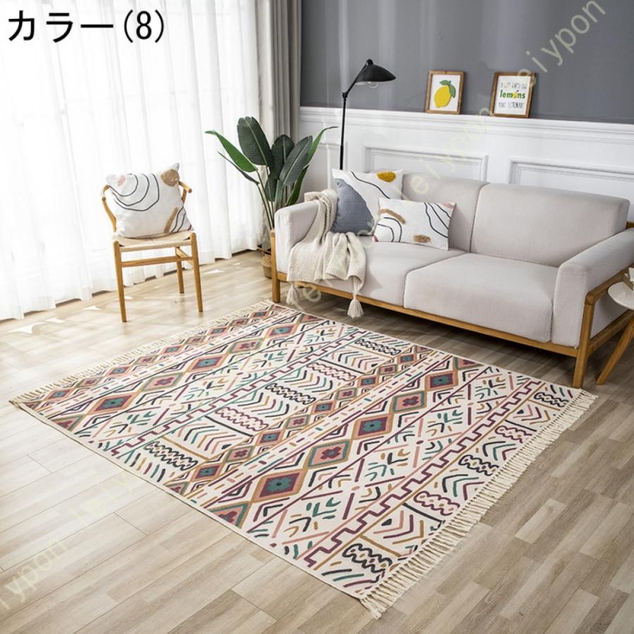 フリンジ コットン インドア エリア ラグ マット エスニック柄 夏 