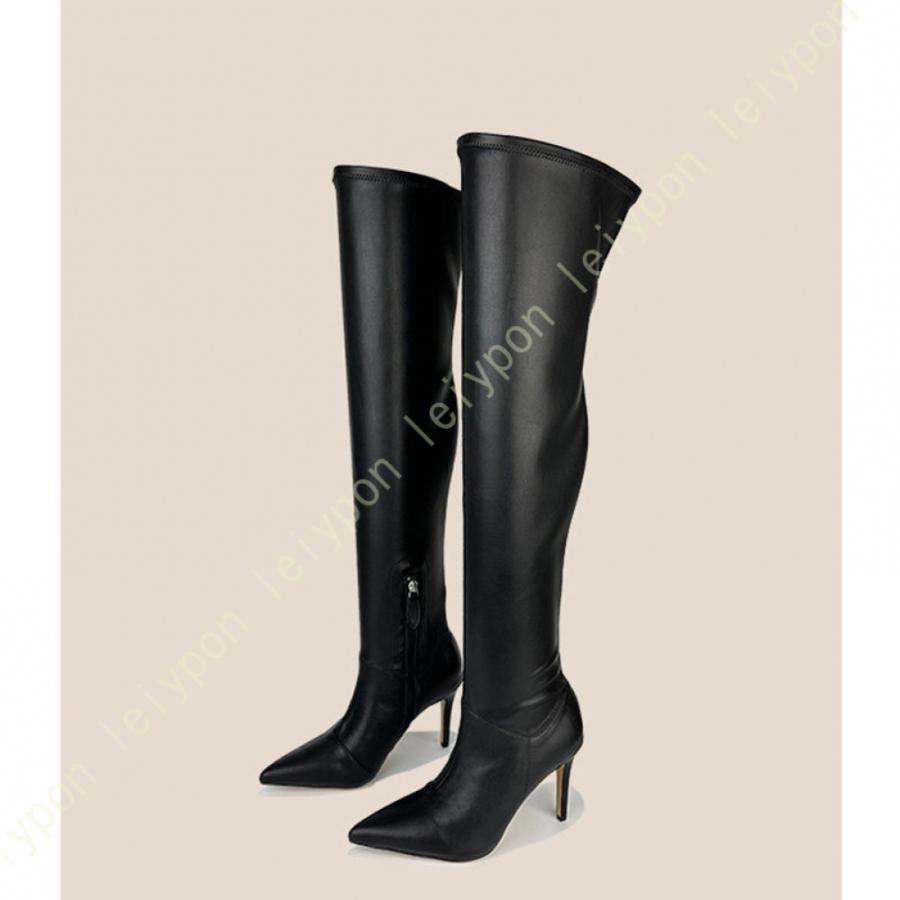 ニーハイブーツ 黒 白 赤 大きいサイズ ピンヒール レディース ブーツ