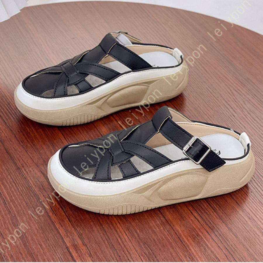 【美品】◾️アンチショルド◾️サンダル/ミュール◾️MARTA◾️厚底◾️レザー◾️ブラック サンダル レディース つっかけ 厚底 クッション ウェッジソール