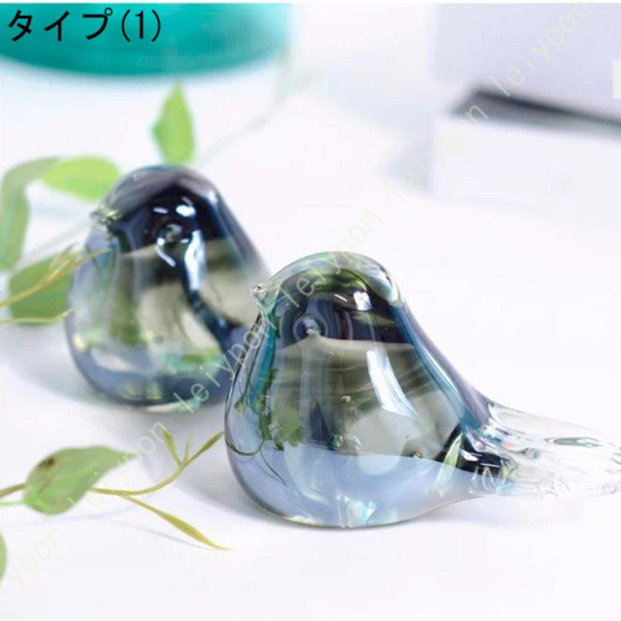 ガラス 鳥 置物 装飾 ハンドメイド 吹きガラス 置き物 インテリア 北欧
